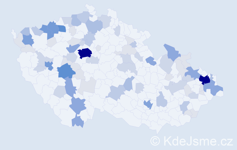 Příjmení: 'Bodnárová', počet výskytů 274 v celé ČR