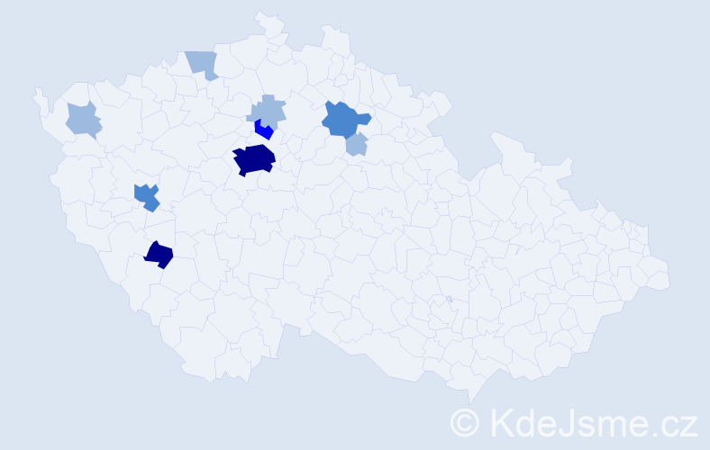 Příjmení: 'Capratová', počet výskytů 19 v celé ČR