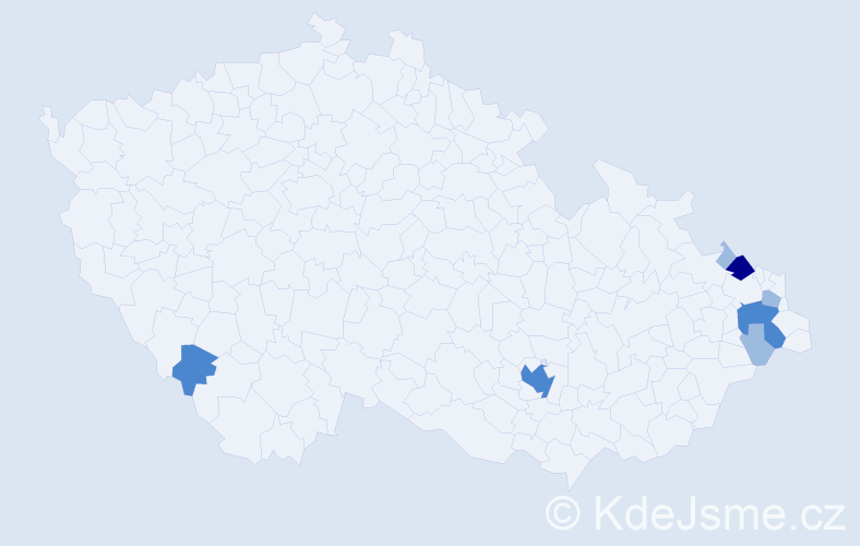 Příjmení: 'Pěcháčková', počet výskytů 13 v celé ČR