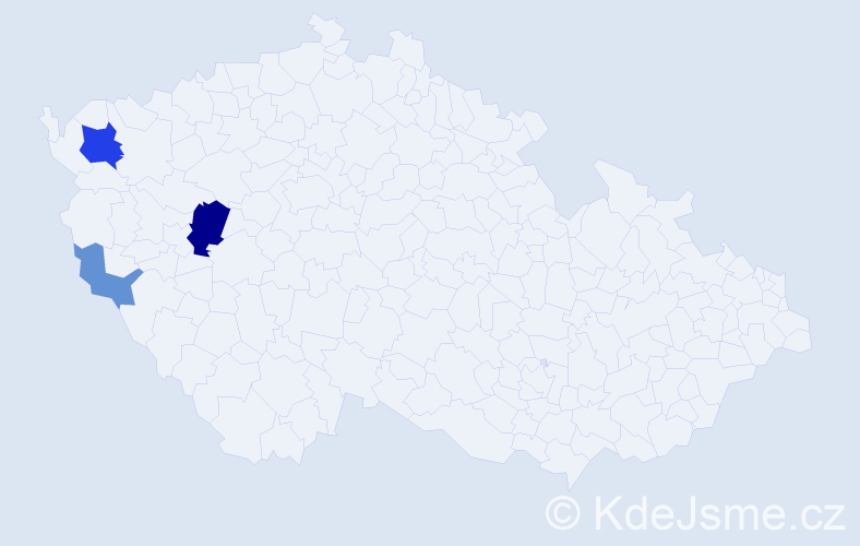 Příjmení: 'Frídelová', počet výskytů 7 v celé ČR