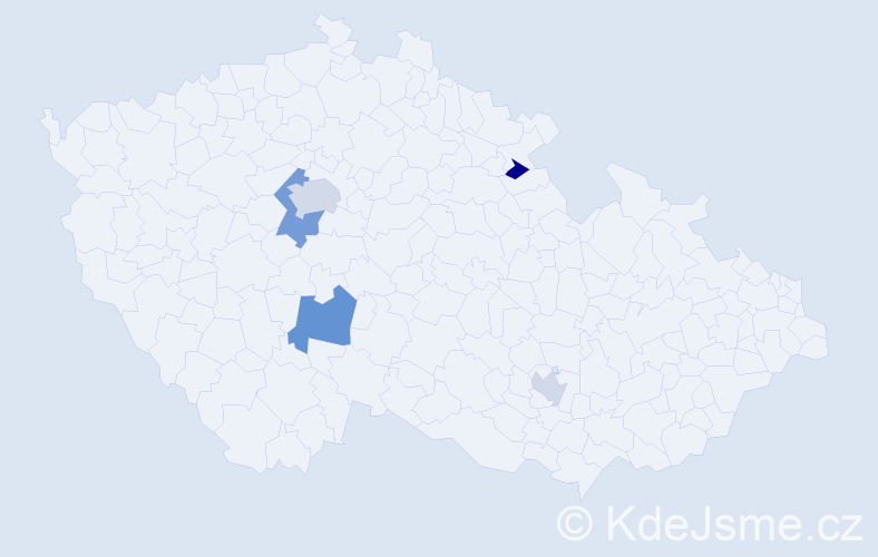 Příjmení: 'Dintar', počet výskytů 9 v celé ČR