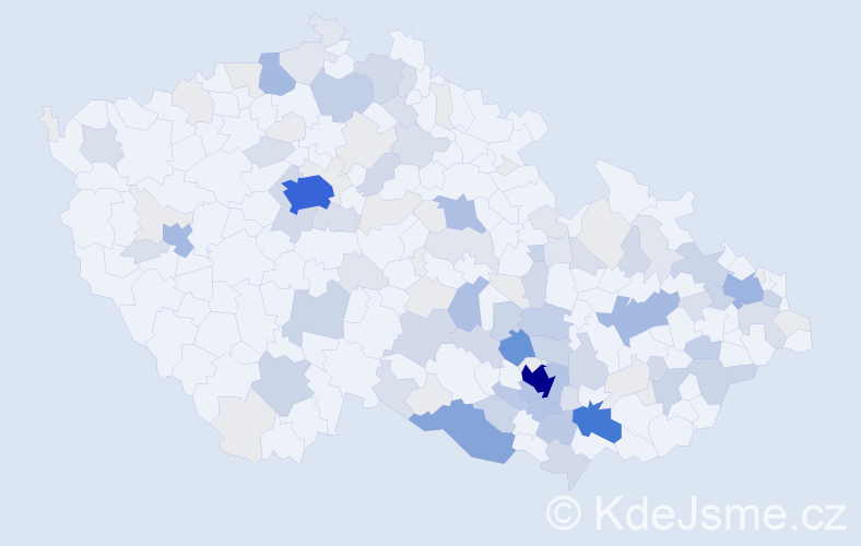 Příjmení: 'Válka', počet výskytů 453 v celé ČR