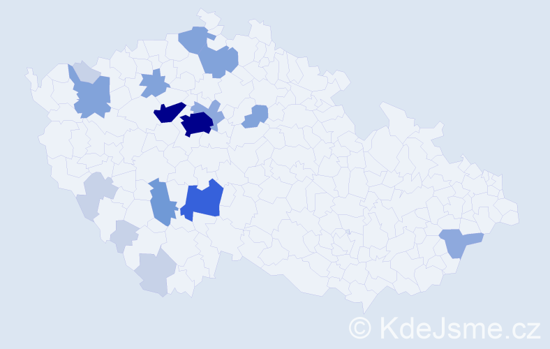 Příjmení: 'Hanzák', počet výskytů 58 v celé ČR