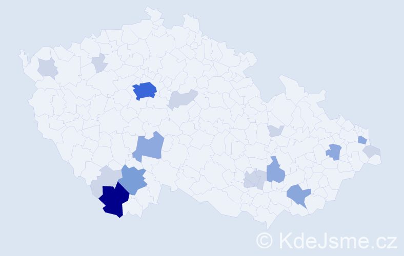 Příjmení: 'Vitek', počet výskytů 45 v celé ČR