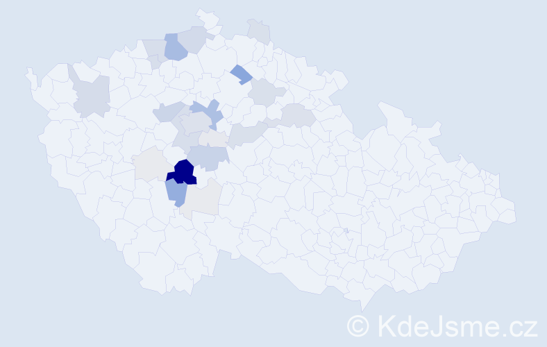 Příjmení: 'Kváča', počet výskytů 110 v celé ČR