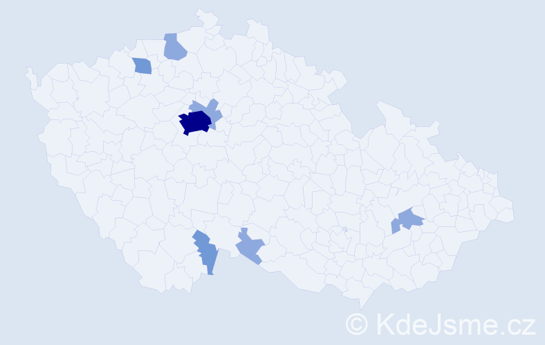 Příjmení: 'Mala', počet výskytů 14 v celé ČR