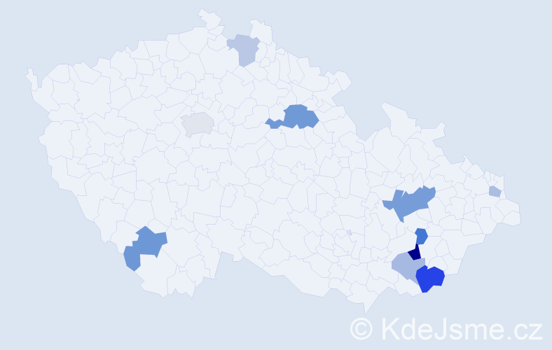 Příjmení: 'Mahdalíčková', počet výskytů 19 v celé ČR