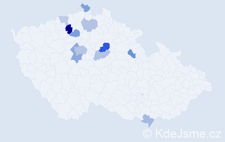 Příjmení: 'Kaclová', počet výskytů 23 v celé ČR