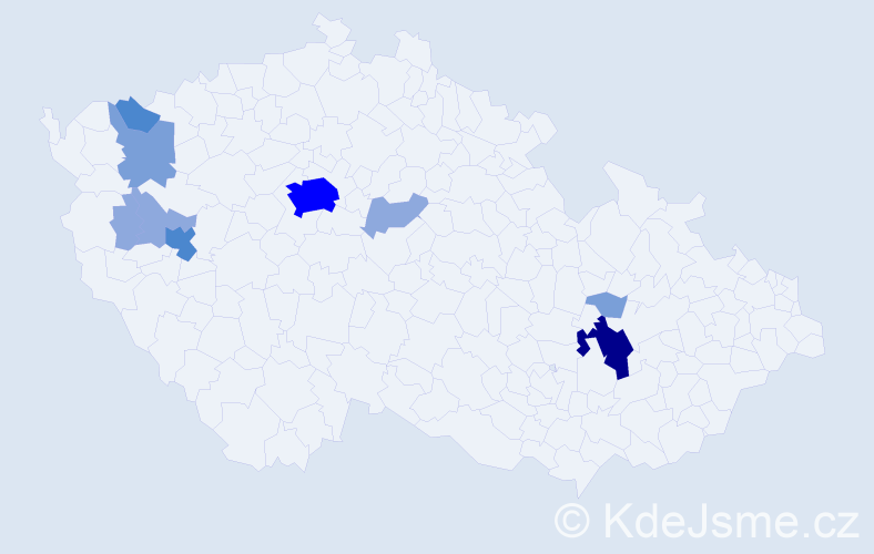 Příjmení: 'Klapáč', počet výskytů 25 v celé ČR