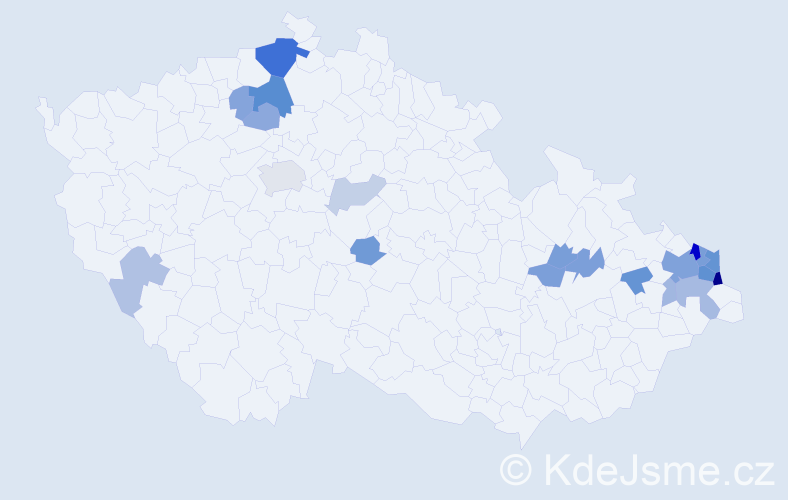 Příjmení: 'Pajonková', počet výskytů 52 v celé ČR