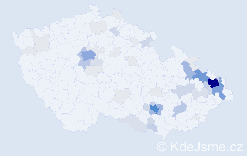 Příjmení: 'Havlásková', počet výskytů 206 v celé ČR