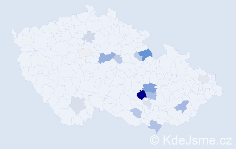 Příjmení: 'Nejezová', počet výskytů 53 v celé ČR