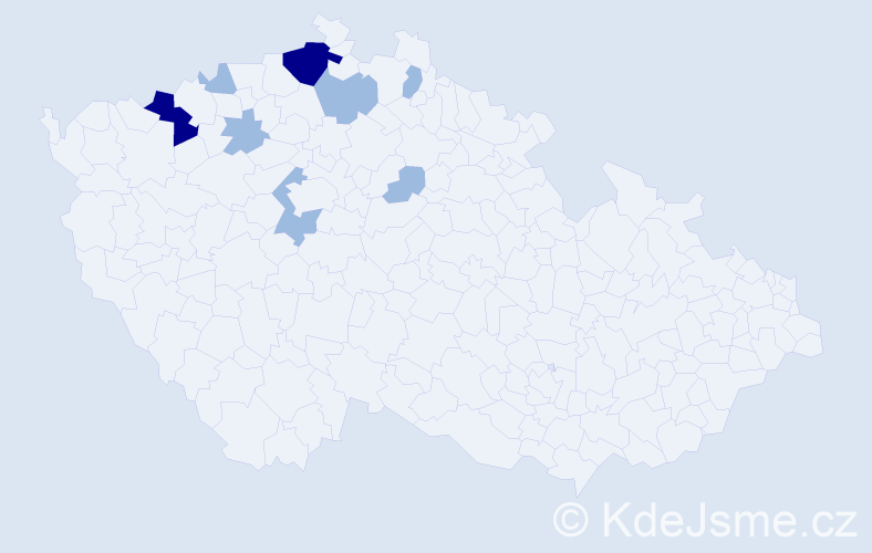 Příjmení: 'Nimec', počet výskytů 14 v celé ČR
