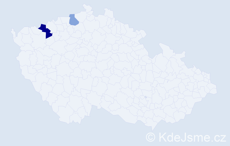 Příjmení: 'Dohnál', počet výskytů 3 v celé ČR