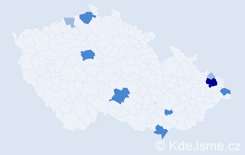 Příjmení: 'Pír', počet výskytů 18 v celé ČR
