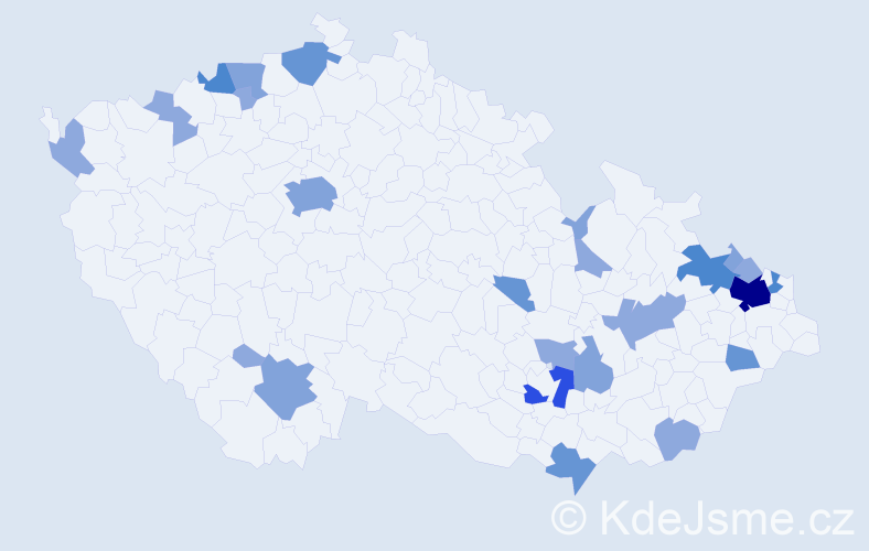 Příjmení: 'Tutko', počet výskytů 58 v celé ČR