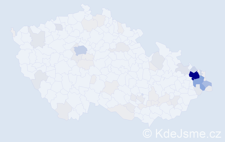 Příjmení: 'Tomis', počet výskytů 255 v celé ČR