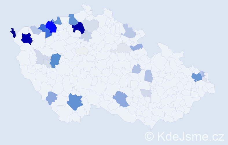 Příjmení: 'Ladič', počet výskytů 138 v celé ČR