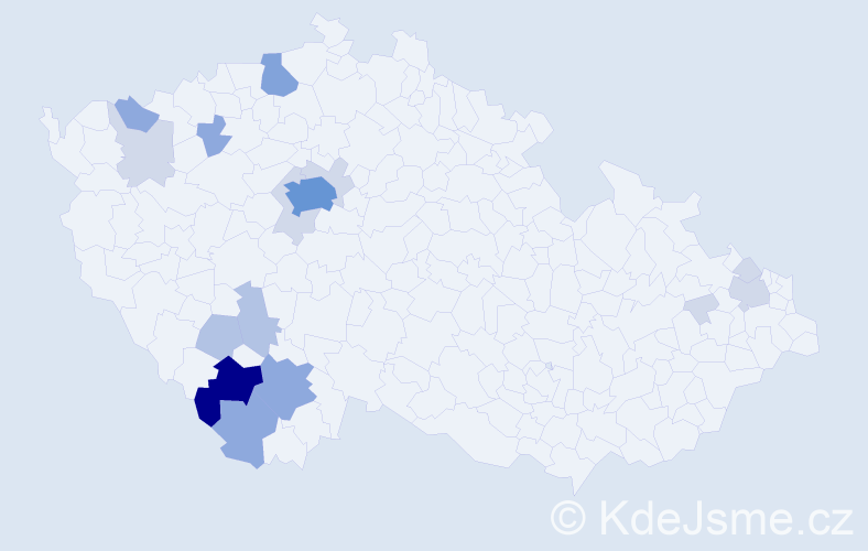 Příjmení: 'Pintr', počet výskytů 48 v celé ČR