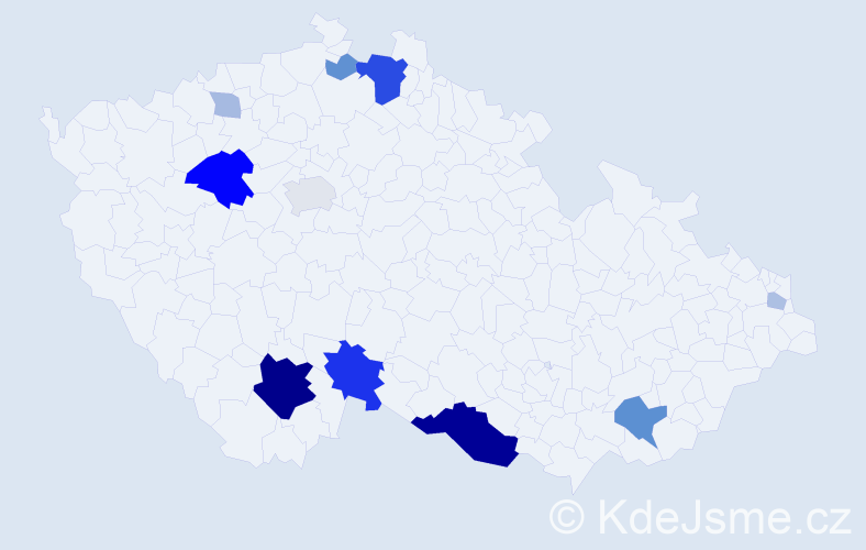 Příjmení: 'Hansalová', počet výskytů 38 v celé ČR
