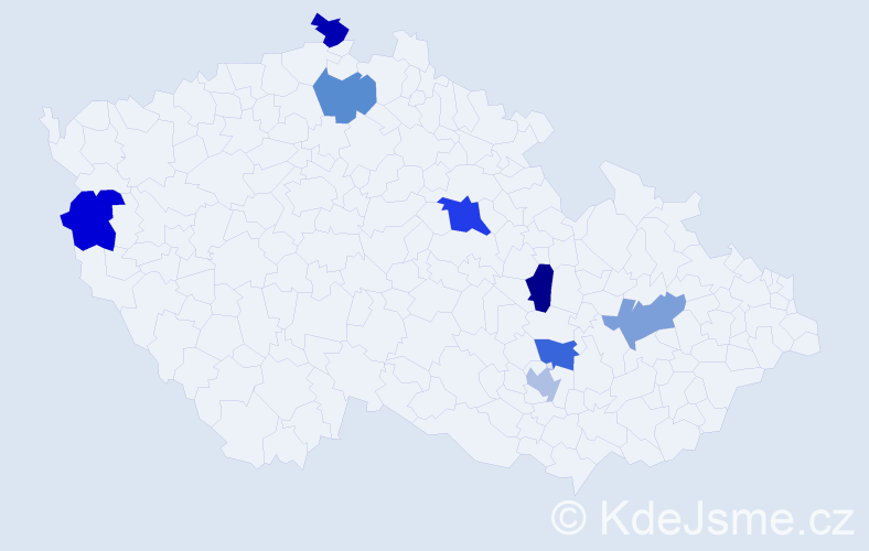 Příjmení: 'Algaa', počet výskytů 9 v celé ČR
