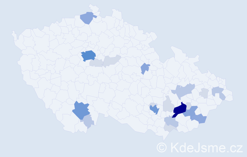 Příjmení: 'Vaclová', počet výskytů 74 v celé ČR