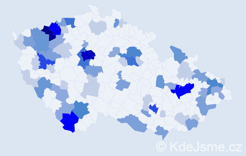 Příjmení: 'Ondrejka', počet výskytů 204 v celé ČR