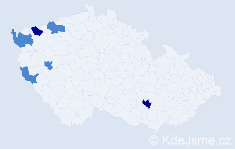 Příjmení: 'Trieu', počet výskytů 13 v celé ČR