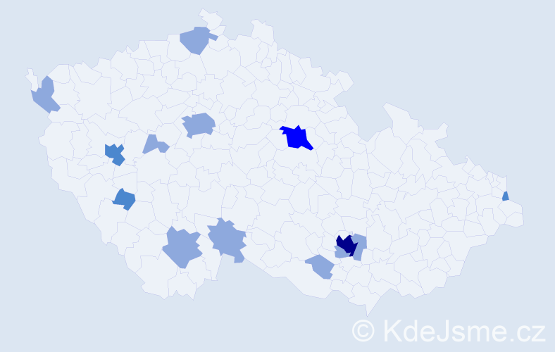 Příjmení: 'Mácalová', počet výskytů 23 v celé ČR