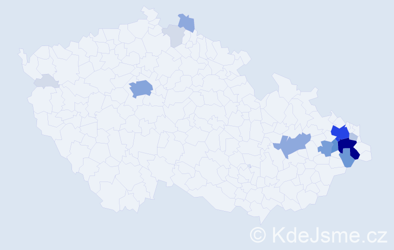Příjmení: 'Nitra', počet výskytů 60 v celé ČR