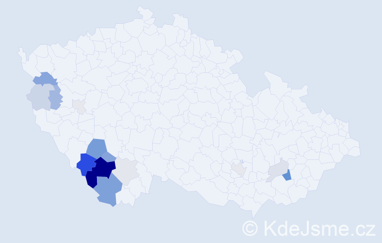 Příjmení: 'Markovec', počet výskytů 40 v celé ČR