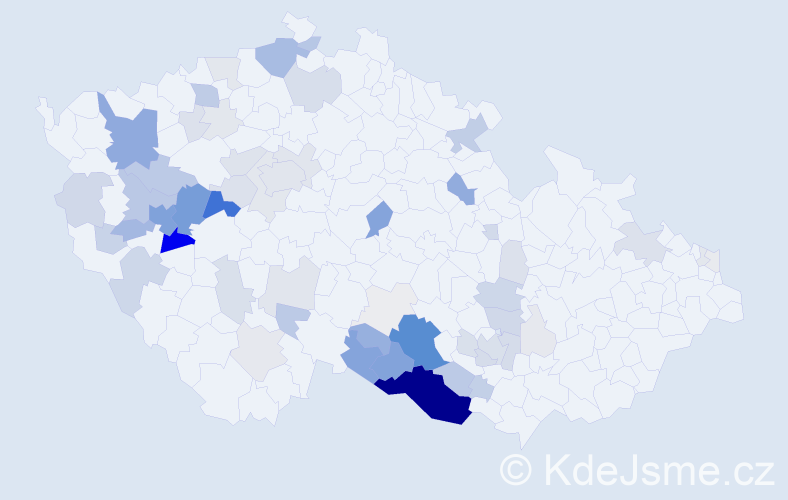 Příjmení: 'Nesnídalová', počet výskytů 297 v celé ČR
