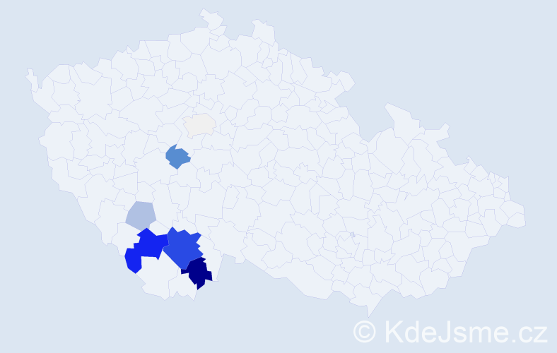 Příjmení: 'Brašničková', počet výskytů 43 v celé ČR