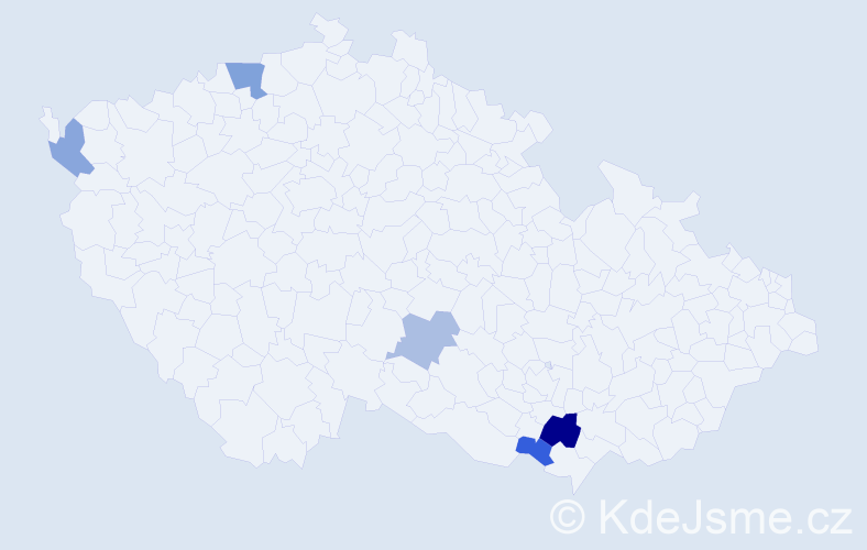 Příjmení: 'Kanevová', počet výskytů 8 v celé ČR