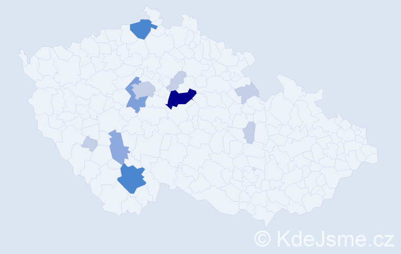 Příjmení: 'Mokráček', počet výskytů 31 v celé ČR