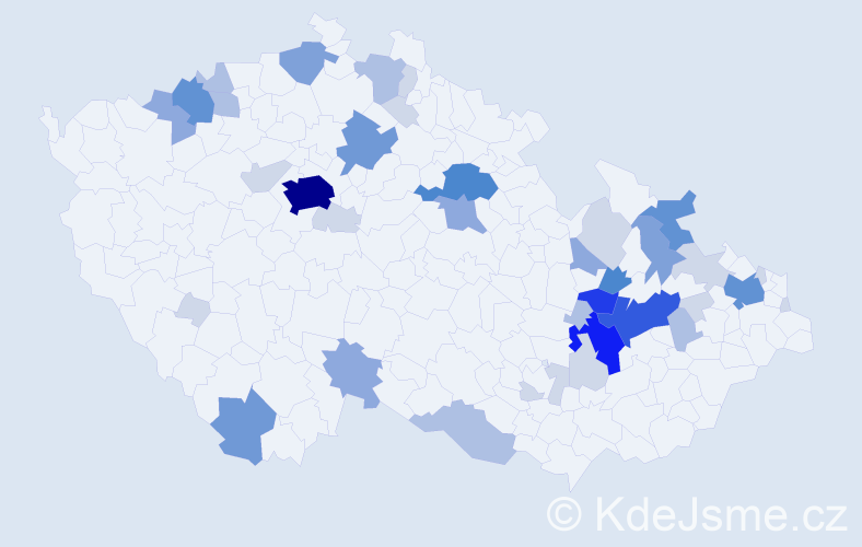 Příjmení: 'Pečová', počet výskytů 131 v celé ČR