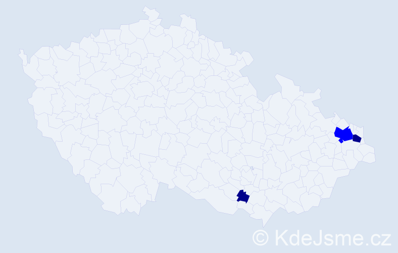 Příjmení: 'Peklanská', počet výskytů 5 v celé ČR