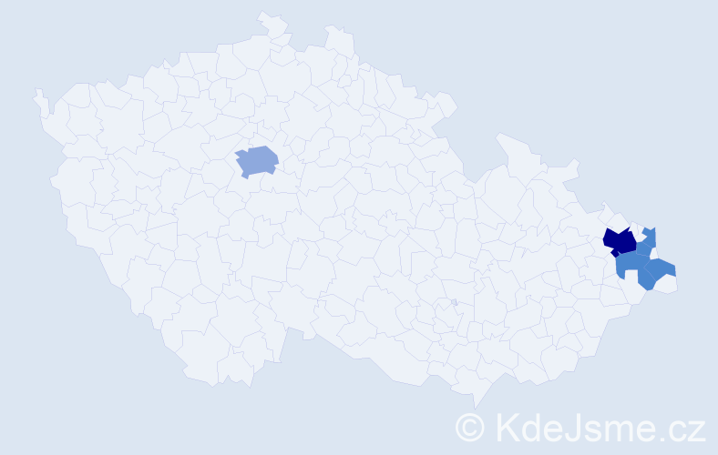 Příjmení: 'Mikus', počet výskytů 14 v celé ČR
