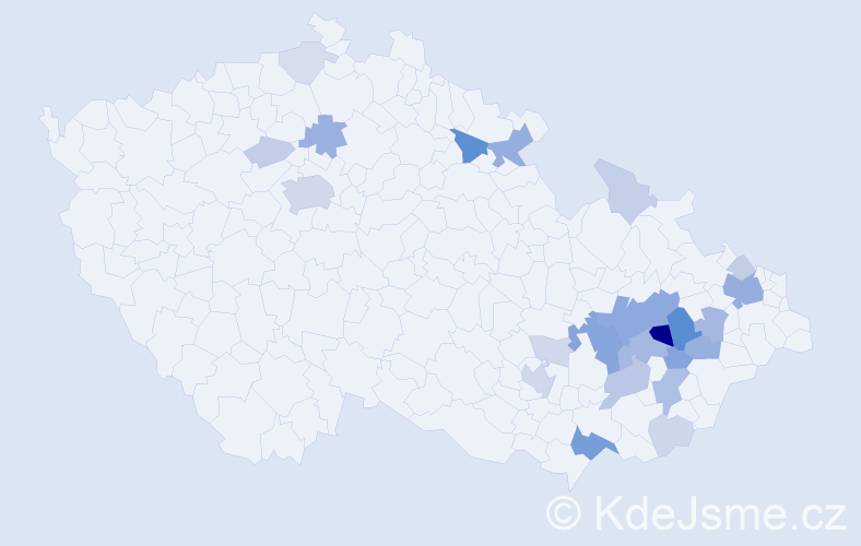 Příjmení: 'Zaorálek', počet výskytů 77 v celé ČR