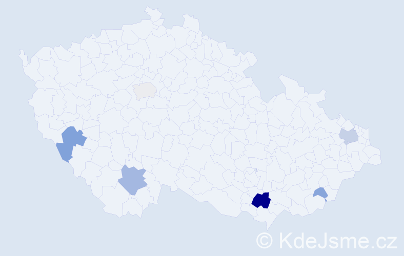 Příjmení: 'Bzenecká', počet výskytů 22 v celé ČR
