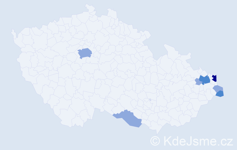 Příjmení: 'Janusz', počet výskytů 16 v celé ČR