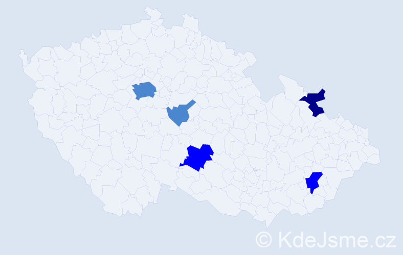 Příjmení: 'Háj', počet výskytů 9 v celé ČR