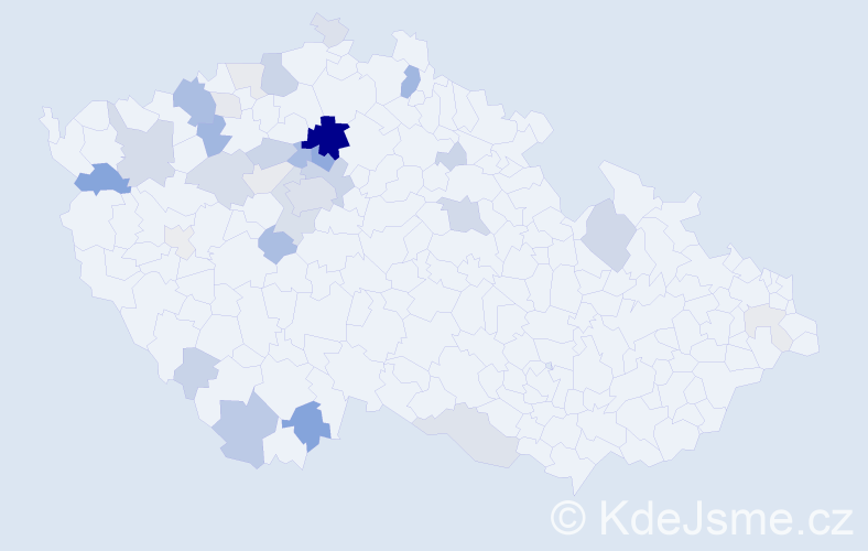 Příjmení: 'Hokeš', počet výskytů 120 v celé ČR