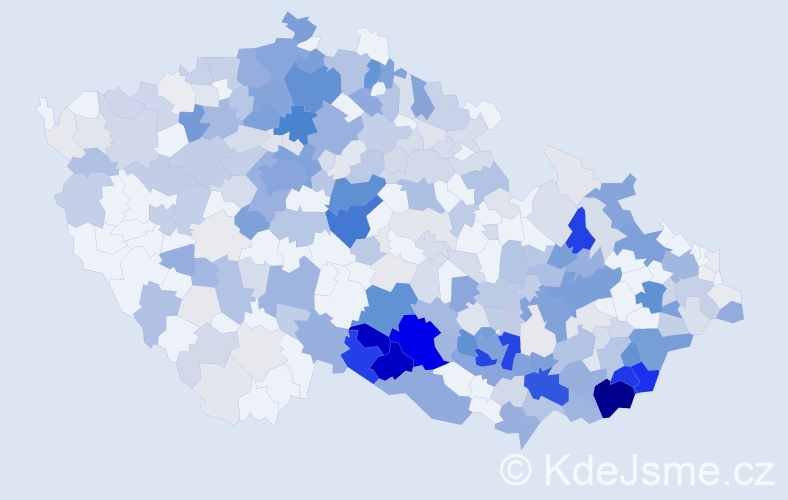 Příjmení: 'Jahodová', počet výskytů 1272 v celé ČR