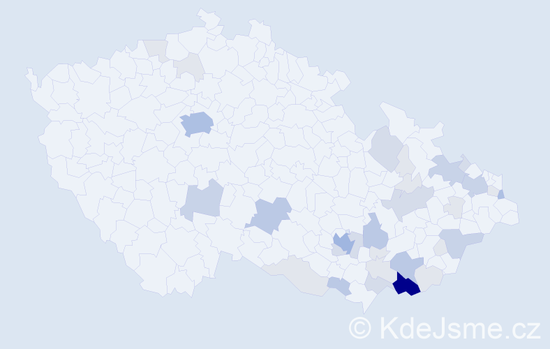 Příjmení: 'Pavlincová', počet výskytů 102 v celé ČR