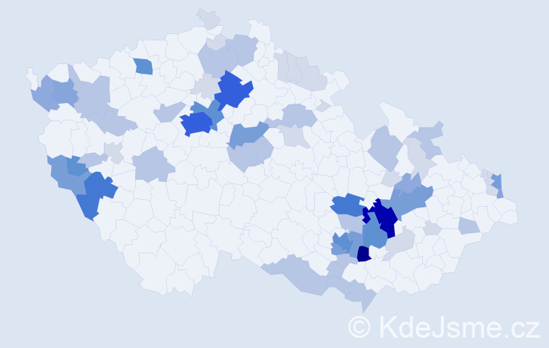 Příjmení: 'Piták', počet výskytů 199 v celé ČR