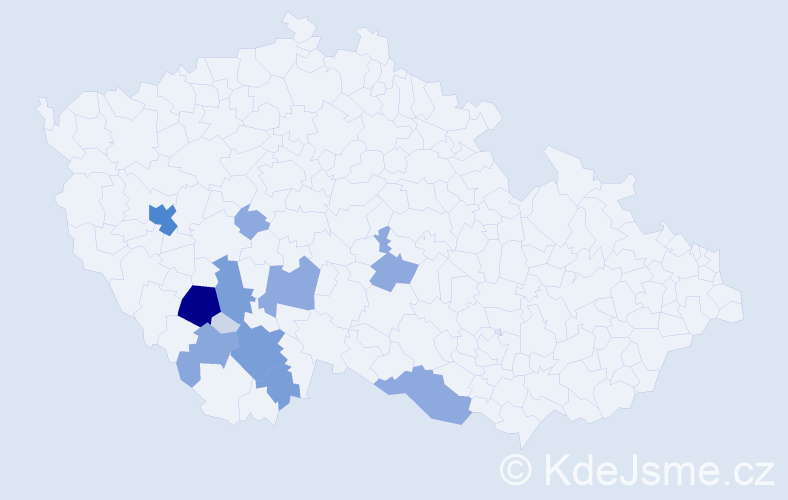 Příjmení: 'Kašpírek', počet výskytů 45 v celé ČR