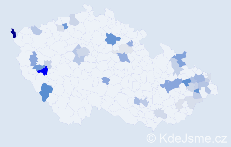 Příjmení: 'Medveď', počet výskytů 99 v celé ČR