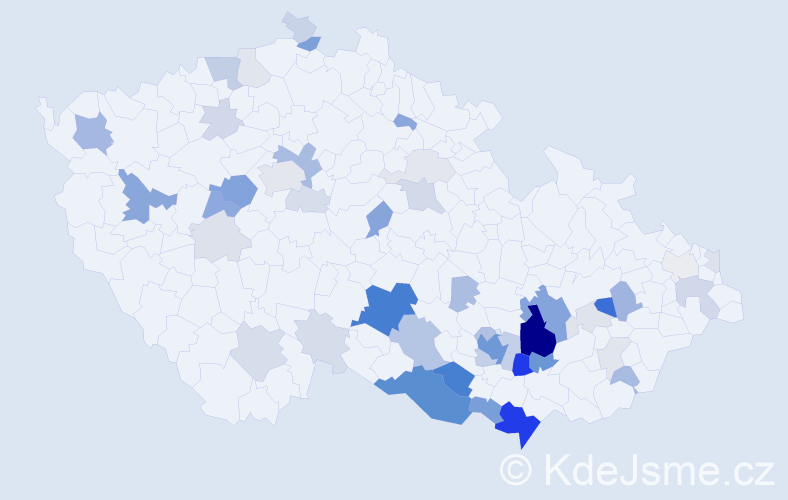 Příjmení: 'Obořilová', počet výskytů 171 v celé ČR