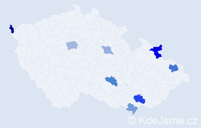 Příjmení: 'Vadas', počet výskytů 20 v celé ČR
